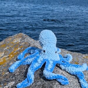 Plush Blue Octopus Decorative Plush Toy - Soft Home Accent